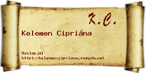 Kelemen Cipriána névjegykártya